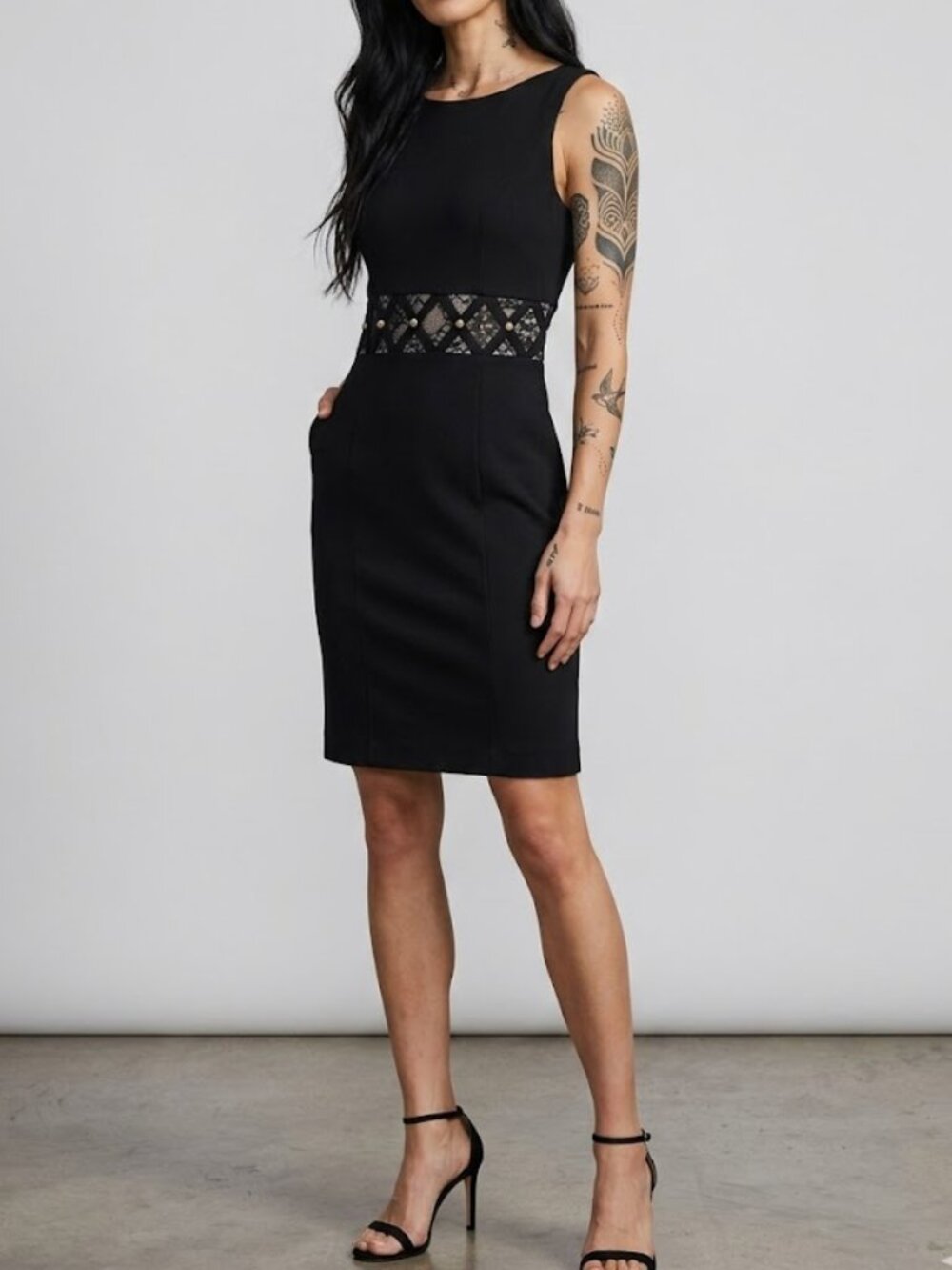 Muse Black Lace Cage Waist Sheath Dress Size 2 Gothic Cocktail